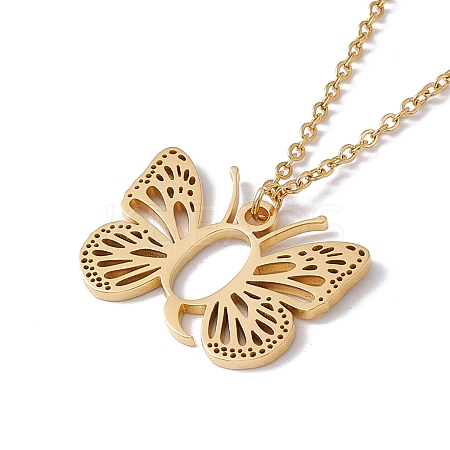 Initial Letter with Butterfly Pendant Necklace LS-NJEW-C026-01G-Q-1