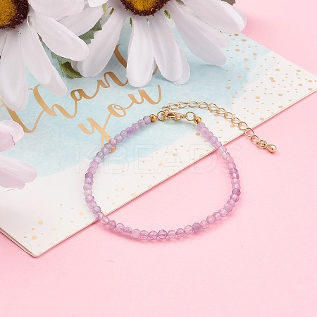 Faceted Natural Amethyst Beaded Bracelets for Women BJEW-JB05928-03-1