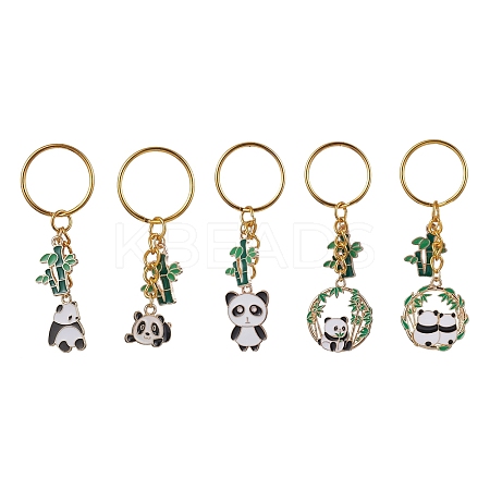 Panda & Bamboo Alloy Enamel Pendant Keychains KEYC-JKC00629-1