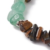 Natural Tiger Eye & Green Aventurine Chip Beaded Stretch Bracelets BJEW-JB10776-02-3