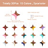 30Pcs 15 Colors Walnut Wood Star Stud Earrings EJEW-FW0001-02-3