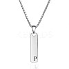 304 Stainless Steel Rectangle with Letter Pendant Box Chain Necklaces FS-WGD7C78-16-1