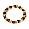 Natural Amber Beaded Stretch Bracelets for Men Women BJEW-T018-20-2