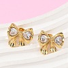 Bowknot 304 Stainless Steel Glass Stud Earrings LS-EJEW-M105-02G-1