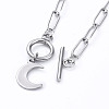 Non-Tarnish Moon 304 Stainless Steel Pendant Necklaces NJEW-JN02888-02-3
