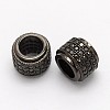 Column Brass Micro Pave Cubic Zirconia European Beads ZIRC-P013-05-FF-2