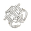 Brass Micro Pave Clear Cubic Zirconia Open Cuff Rings for Women Men KK-B124-12P-4