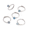 Natural Aquamarine Adjustable Rings RJEW-G273-11P-02-1