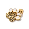 Brass Micro Pave Clear Cubic Zirconia & Enamel Pendants KK-Q098-30G-B-2
