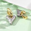 Two Tone Heart Brass Hoop Earrings EJEW-D322-12GP-01A-3