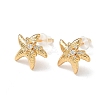 Starfish Brass Micro Pave Clear Cubic Zirconia Stud Earrings EJEW-Z152-03G-4