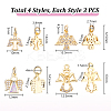 12Pcs 4 Styles Brass Micro Pave Cubic Zirconia Charms KK-GA0001-73G-2