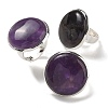 Natural Amethyst Round Adjustable Rings RJEW-K371-09S-21-1