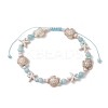 Starfish & Turtle Natural Malaysia Jade & Synthetic Turquoise Braided Beaded Anklet AJEW-AN00563-2