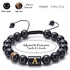 Natural Black Agate & Tiger Eye Round Beaded Adjustable Bracelets HL8029-1-2