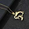 304 Stainless Steel Laser Cut Penguin with Fish Pendant Necklaces for Women Men NJEW-Q032-01B-G-2