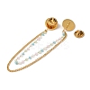 304 Stainless Steel & Dyed Stone Round Hanging Chain Brooch JEWB-S021-01G-02-3