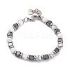 Natural Howlite & Synthetic Hematite Round Beaded Bracelet BJEW-P339-02P-06-1