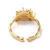 Cloud with Sun Brass Micro Pave Cubic Zirconia Cuff Rings RJEW-P088-01G-3