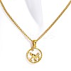Ion Plating(IP) Stainless Steel Pave Shell Flat Round Constellation Pendant Twist Chain Necklaces PW-WG99157-02-1