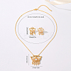 Brass Micro Pave Clear Cubic Zirconia Crescent Moon Tassel Pendant Necklaces and Stud Earrings Sets for Women PB9460-2