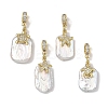 Ocean Natural Baroque Keshi Pearl and Brass Micro Pave Cubic Zirconia European Dangle Charms PALLOY-JF05769-1