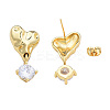 Cubic Zirconia Heart Dangle Earrings EJEW-N011-77-3