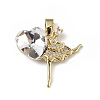 Real 18K Gold Plated Rack Plating Brass Micro Pave Clear Cubic Zirconia Pendants KK-C015-15G-12-1
