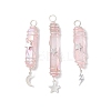 3Pcs 3 Styles Electroplated Natural Quartz Crystal Pointed Copper Wire Wrapped Pendants PALLOY-JF03767-05-1