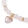 Natural Rose Quartz Round Beaded Stretch Bracelets BJEW-JB09727-03-3