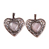 Natural Rose Quartz Peach Love Heart Pendants G-G158-01-18-1