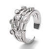 Rack Plating Brass Micro Pave Cubic Zirconia Open Cuff Rings RJEW-Q777-14P-1