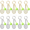 5Pcs Opaque Acrylic Tennis with Alloy Tennis Racket Keychains KEYC-YW00243-01-2