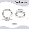 Unicraftale 12pcs Alloy Spring Gate Ring with Rhinestone FIND-UN0003-37P-3