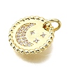 Brass Micro Pave Clear Cubic Zirconia Charms KK-V011-53G-2