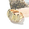Brass Micro Pave Clear Cubic Zirconia Cuff Finger Rings for Women RJEW-B112-05G-3