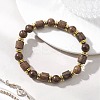 Natural Wenge Wood & Non-magnetic Synthetic Hematite Beads Stretch Bracelets for Women Men BJEW-JB13386-1