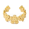 Rack Plating Brass Flower Open Cuff Rings for Women RJEW-S242-01G-B-2