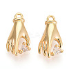 Brass Micro Pave Clear Cubic Zirconia Pendants KK-T078-06G-02-1