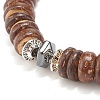 Coconut & Synthetic Hematite Stretch Bracelet BJEW-JB07990-5