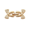 Brass Micro Pave Clear Cubic Zirconia Fold Over Clasps KK-C075-04G-1