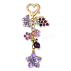Grape Flower Butterfly Alloy Enamel Pendant Decorations HJEW-YW00149-1