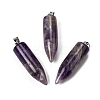 Natural Amethyst Pointed Pendants G-F820-12N-1