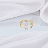 1Pc Brass Micro Pave Clear Cubic Zirconia Open Cuff Rings for Women RJEW-LP0002-37H-3