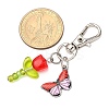 5Pcs Glass Tulip & Alloy Enamel Butterfly Pendant Decorations HJEW-JM04154-4