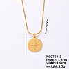 Vintage 304 Stainless Steel Round Snake Chain Flat Round Pendant Necklaces VV1854-3-1