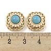 Brass & ABS Imitation Pearl & Synthetic Turquoise & Cubic Zirconia Flat Round Multi-Strand Links KK-Q820-33G-3