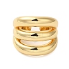 Three-layer Brass Open Cuff Rings for Women RJEW-A046-08G-2