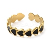 Real 18K Gold Plated 304 Stainless Steel Enamel Cuff Rings LS-RJEW-M171-14G-02-2