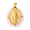 Ion Plating(IP) 304 Stainless Steel Faceted Rondelle Grass Wrapped Oval Pendants STAS-Z100-04G-06-1